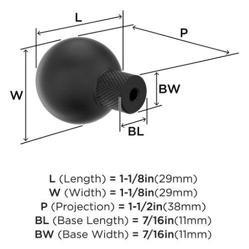 Collet Zinc Matte Black Cabinet Knob 2