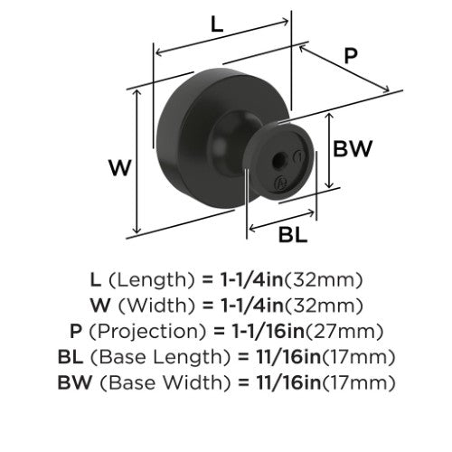 Dupont Circle Zinc Matte Black Cabinet Knob 3