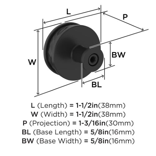 Fairfax Zinc Matte Black Cabinet Knob 3