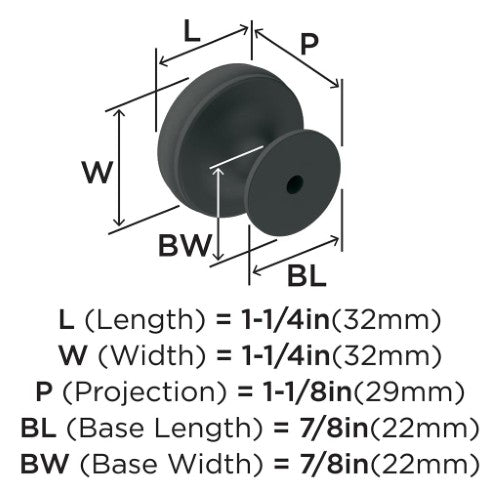 Renown Zinc Matte Black Cabinet Knob 2