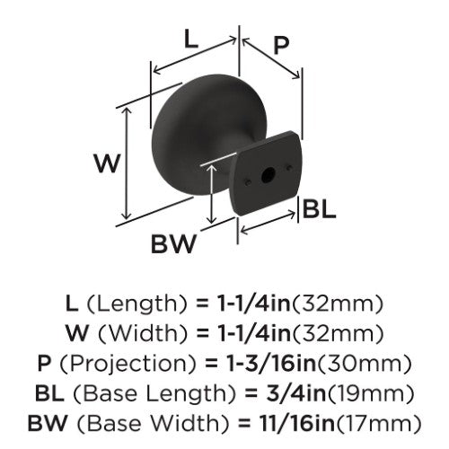Surpass Zinc Matte Black Cabinet Knob 2