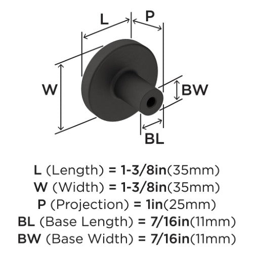 Versa Zinc Matte Black Cabinet Knob 2