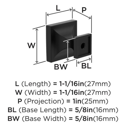 Pedestal Zinc Matte Black Cabinet Knob 2