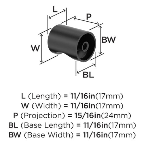 Whistle Zinc Matte Black Cabinet Knob 2