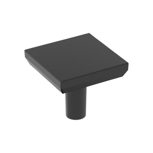 Chamfered Edge Zinc Matte Black Cabinet Knob 1