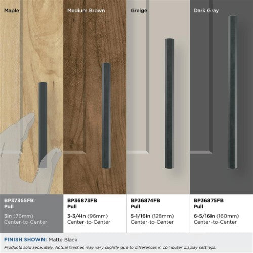 Caliber Zinc Matte Black Cabinet Pull 32