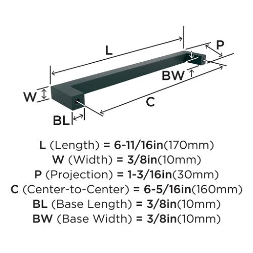 Monument Aluminum Matte Black Cabinet Pull 14