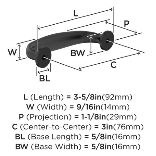 Renown Zinc Matte Black Cabinet Pull 9