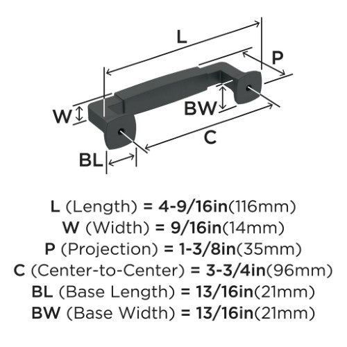 Stature Zinc Matte Black Cabinet Pull 10