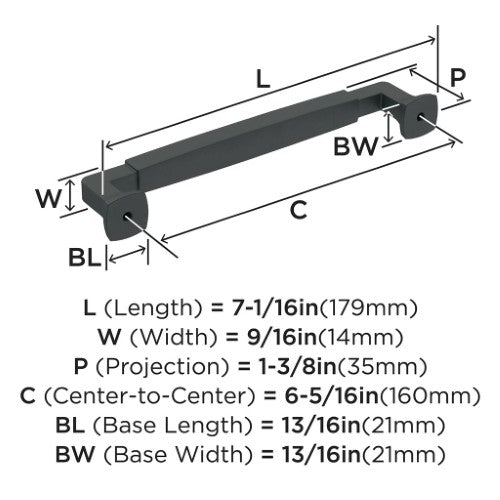Stature Zinc Matte Black Cabinet Pull 12