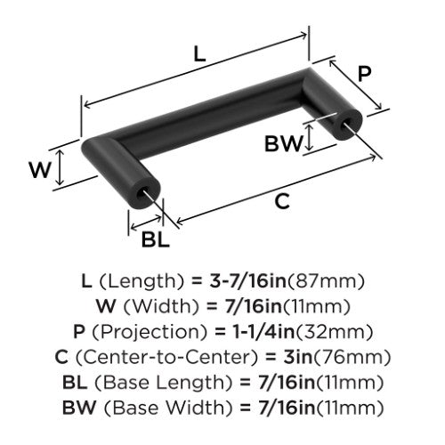 Revolve Stainless Steel Matte Black Cabinet Pull 8