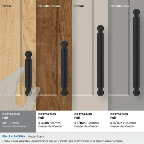 Balata Zinc Matte Black Cabinet Pull 36