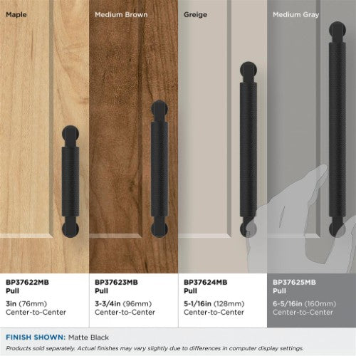 Balata Zinc Matte Black Cabinet Pull 39