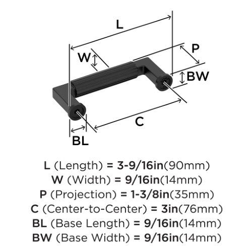 Ballard Zinc Matte Black Cabinet Pull 11