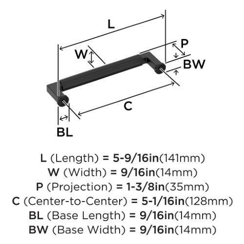 Ballard Zinc Matte Black Cabinet Pull 13
