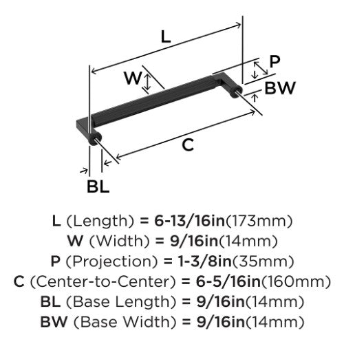 Ballard Zinc Matte Black Cabinet Pull 14