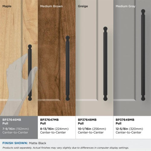 Ballard Zinc Matte Black Cabinet Pull 40