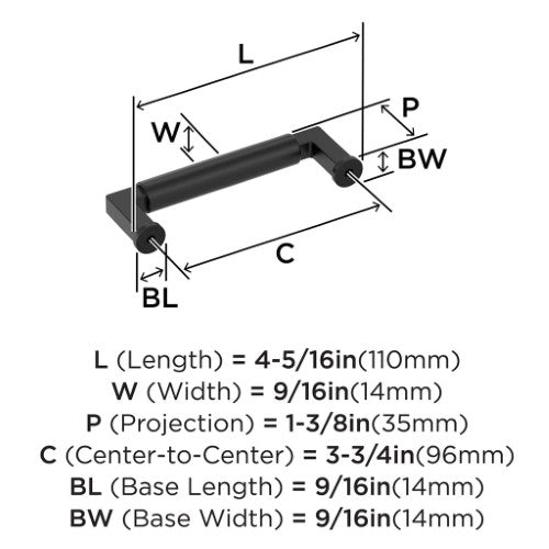 Balon Zinc Matte Black Cabinet Pull 12