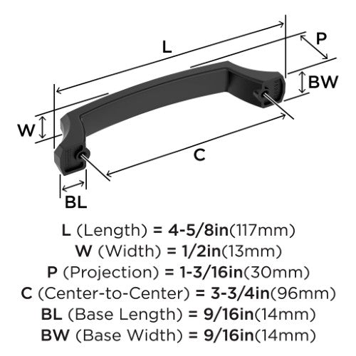 Bellamy Zinc Matte Black Cabinet Pull 9