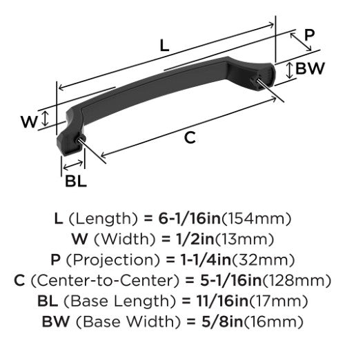 Bellamy Zinc Matte Black Cabinet Pull 11