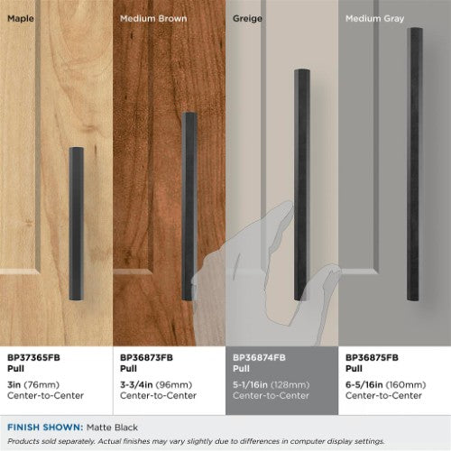 Caliber Zinc Matte Black Cabinet Pull 34