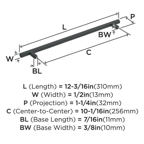 Caliber Zinc Matte Black Cabinet Pull 8