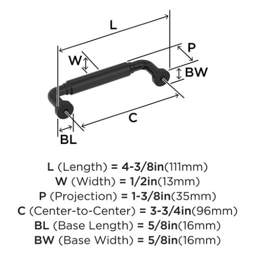 Coble Zinc Matte Black Cabinet Pull 10