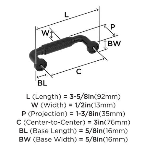 Collet Zinc Matte Black Cabinet Pull 9