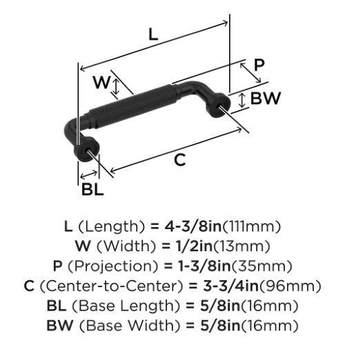Collet Zinc Matte Black Cabinet Pull 10