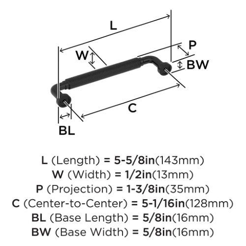 Collet Zinc Matte Black Cabinet Pull 11