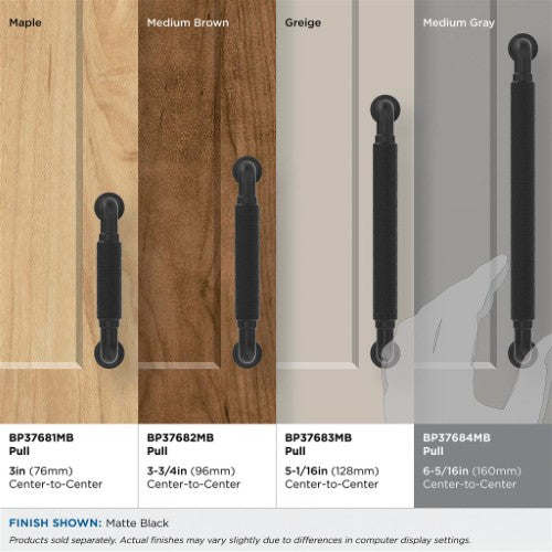 Collet Zinc Matte Black Cabinet Pull 37