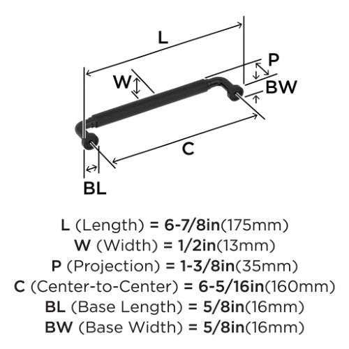 Collet Zinc Matte Black Cabinet Pull 12
