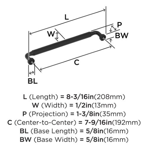Collet Zinc Matte Black Cabinet Pull 13