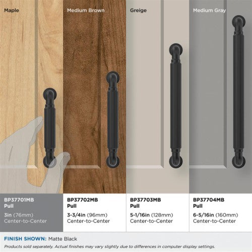 Cowrie Zinc Matte Black Cabinet Pull 34