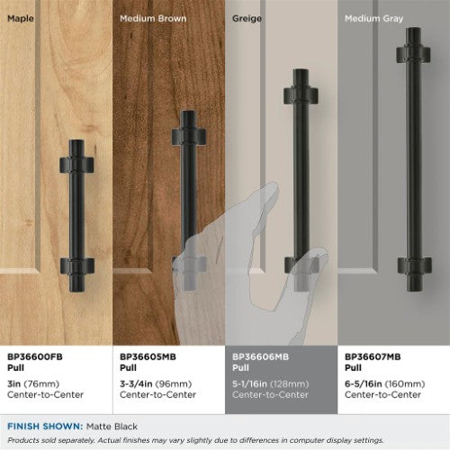 Davenport Zinc Matte Black Cabinet Pull 32
