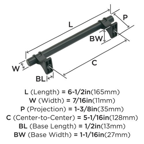 Davenport Zinc Matte Black Cabinet Pull 11