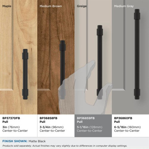 Destine Zinc Matte Black Cabinet Pull 44