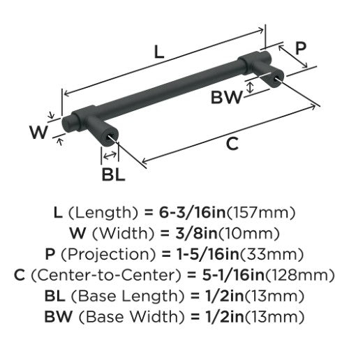Destine Zinc Matte Black Cabinet Pull 11