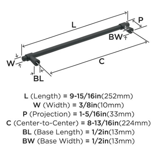 Destine Zinc Matte Black Cabinet Pull 13