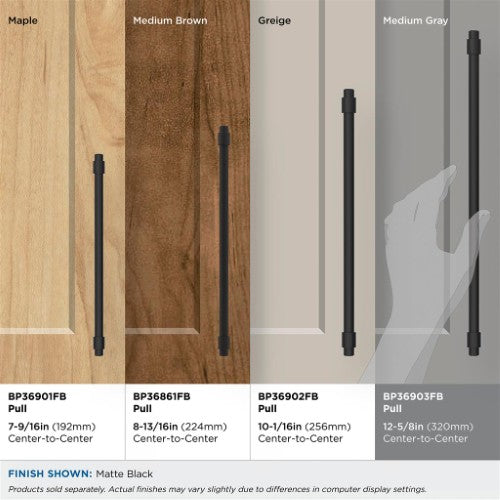 Destine Zinc Matte Black Cabinet Pull 38