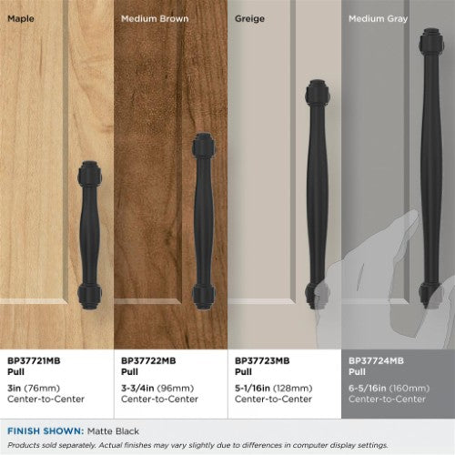 Enlivity Zinc Matte Black Cabinet Pull 38