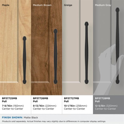 Enlivity Zinc Matte Black Cabinet Pull 35