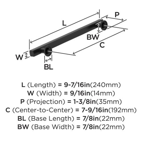 Everett Zinc Matte Black Cabinet Pull 14