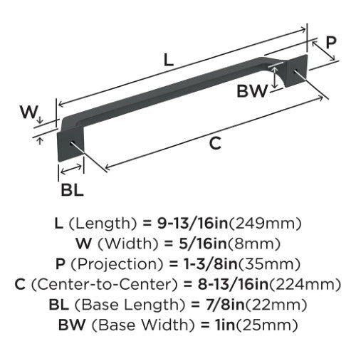 Exceed Zinc Matte Black Cabinet Pull 13