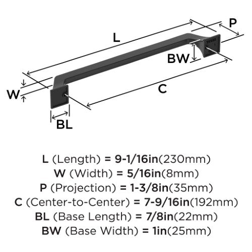 Exceed Zinc Matte Black Cabinet Pull 16