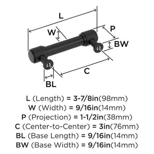 Faraday Zinc Matte Black Cabinet Pull 11