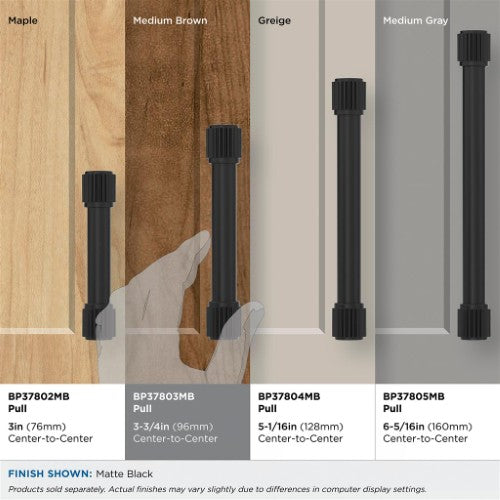 Farewind Zinc Matte Black Cabinet Pull 37