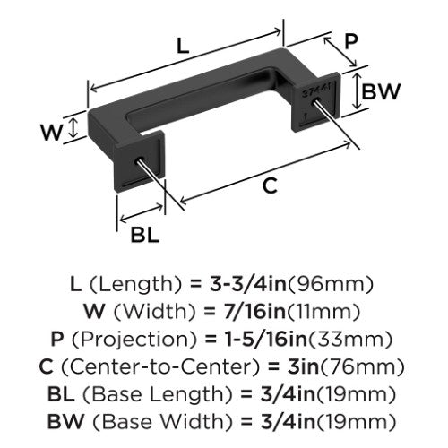 Lintel Zinc Matte Black Cabinet Pull 11
