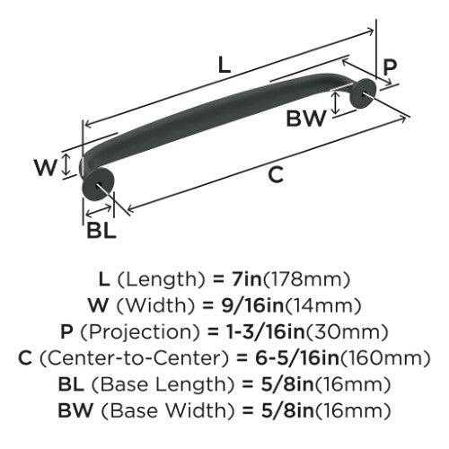 Renown Zinc Matte Black Cabinet Pull 12
