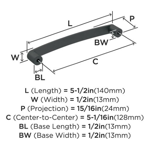 Rift Zinc Matte Black Cabinet Pull 6